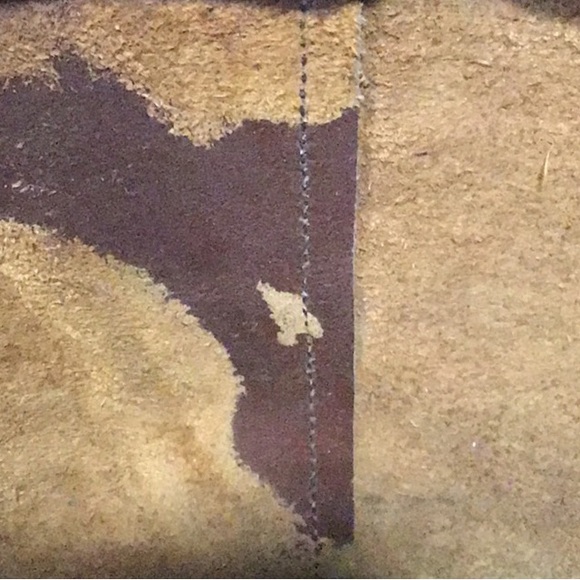 Vintage Brown Leather Shoulder Bag with Cut-Out Oval Front Pocket Braided Edge - Picture 10 of 10